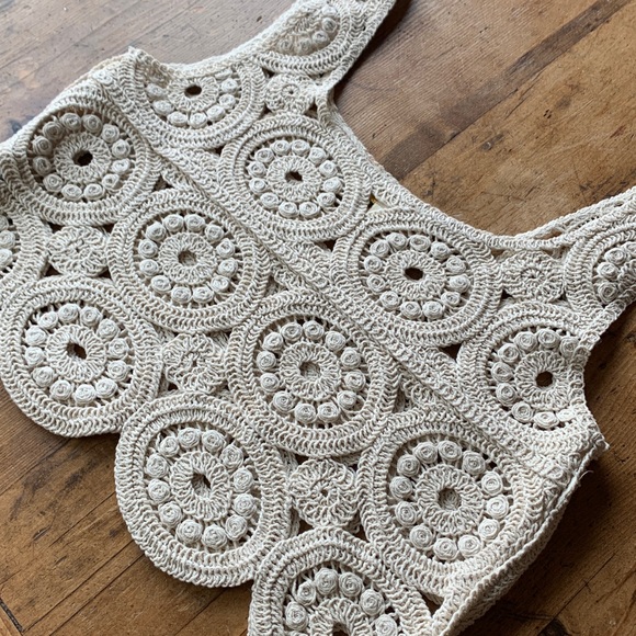 Rebellion Crochet Boho Crop Top in Cream - Picture 7 of 16